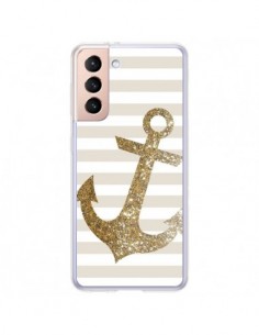Coque Samsung Galaxy S21 Plus 5G Ancre Or Navire - Monica...