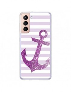 Coque Samsung Galaxy S21 Plus 5G Ancre Rose Navire -...