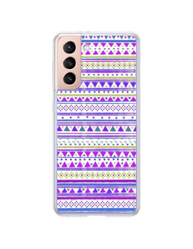Coque Samsung Galaxy S21 Plus 5G Bandana Violet Azteque - Monica Martinez