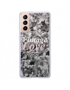 Coque Samsung Galaxy S21 Plus 5G Vintage Love Noir Flower...