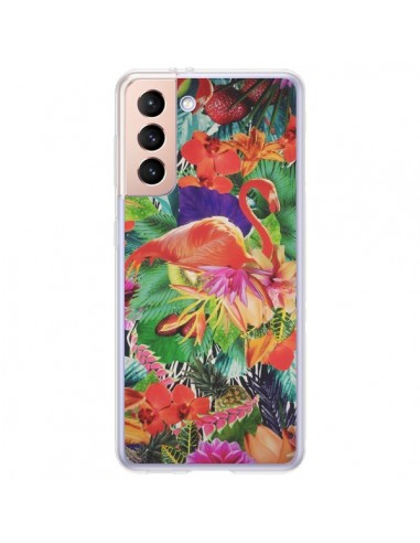 Coque Samsung Galaxy S21 Plus 5G Tropical Flamant Rose - Monica Martinez