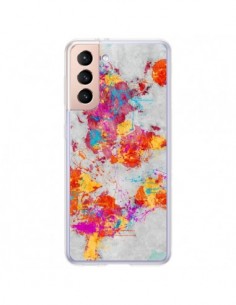 Coque Samsung Galaxy S21 Plus 5G Terre Map Monde Mother...