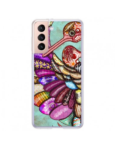 Coque Samsung Galaxy S21 Plus 5G Paon Multicolore Eco Bird - Maximilian San