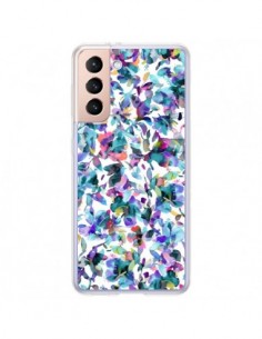 Coque Samsung Galaxy S21 Plus 5G Aquatic Flowers Blue -...