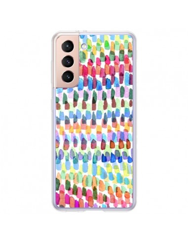 Coque Samsung Galaxy S21 Plus 5G Artsy Strokes Stripes Colorful - Ninola Design