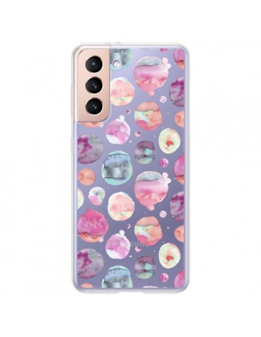 Coque Samsung Galaxy S21 Plus 5G Big Watery Dots Pink - Ninola Design