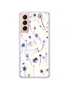 Coque Samsung Galaxy S21 Plus 5G Blue Soft Flowers -...