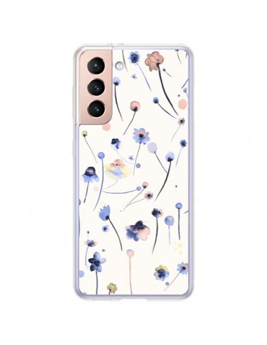 Coque Samsung Galaxy S21 Plus 5G Blue Soft Flowers - Ninola Design
