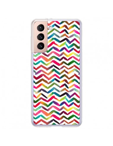 Coque Samsung Galaxy S21 Plus 5G Chevron Stripes Multicolored - Ninola Design