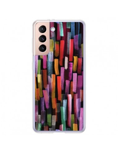 Coque Samsung Galaxy S21 Plus 5G Colorful Brushstrokes Black - Ninola Design
