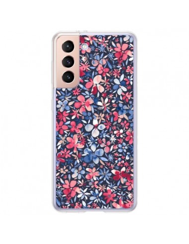 Coque Samsung Galaxy S21 Plus 5G Colorful Little Flowers Navy - Ninola Design