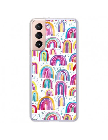 Coque Samsung Galaxy S21 Plus 5G Cute Watercolor Rainbows - Ninola Design