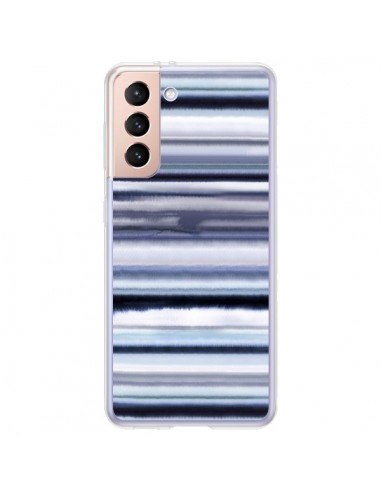 Coque Samsung Galaxy S21 Plus 5G Degrade Stripes Watercolor Navy - Ninola Design