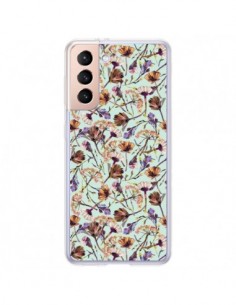 Coque Samsung Galaxy S21 Plus 5G Dry Blue Flowers -...