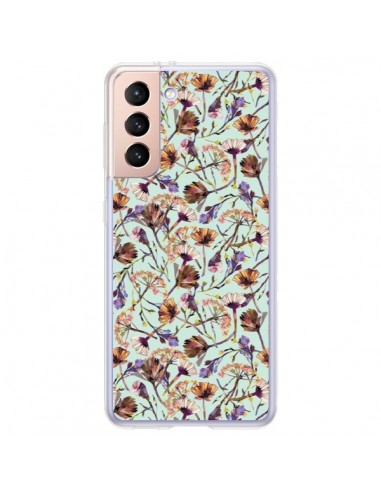 Coque Samsung Galaxy S21 Plus 5G Dry Blue Flowers - Ninola Design