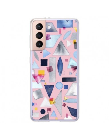 Coque Samsung Galaxy S21 Plus 5G Geometric Pieces Pink - Ninola Design