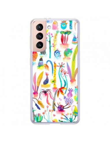 Coque Samsung Galaxy S21 Plus 5G Little Textured Dots White - Ninola Design