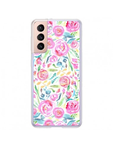Coque Samsung Galaxy S21 Plus 5G Speckled Watercolor Pink - Ninola Design