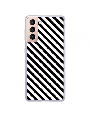 Coque Samsung Galaxy S21 Plus 5G Bonbon Candy Noire et Blanche Rayée - Nico