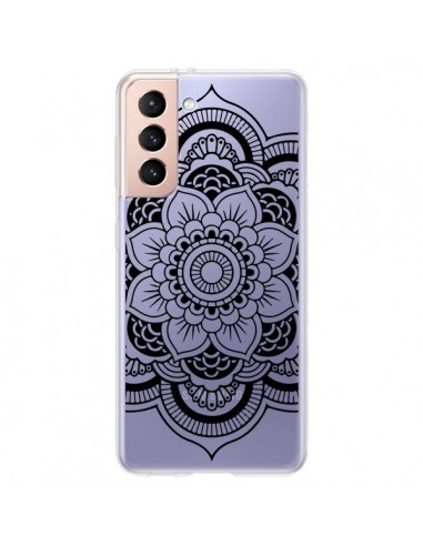 Coque Samsung Galaxy S21 Plus 5G Mandala Noir Azteque Transparente - Nico