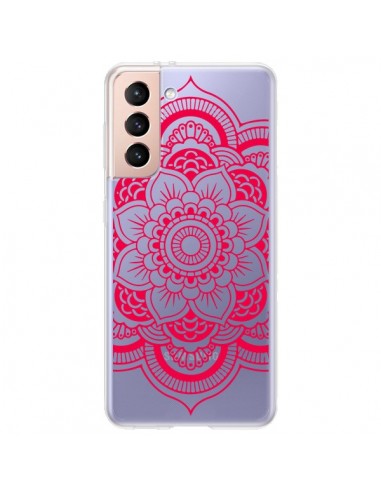 Coque Samsung Galaxy S21 Plus 5G Mandala Rose Fushia Azteque Transparente - Nico