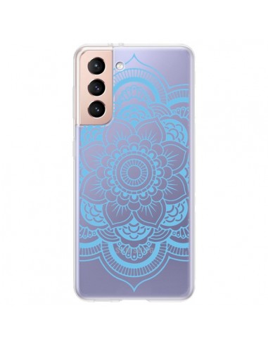 Coque Samsung Galaxy S21 Plus 5G Mandala Bleu Azteque Transparente - Nico