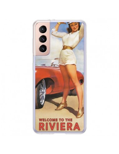 Coque Samsung Galaxy S21 Plus 5G Welcome to the Riviera Vintage Pin Up - Nico