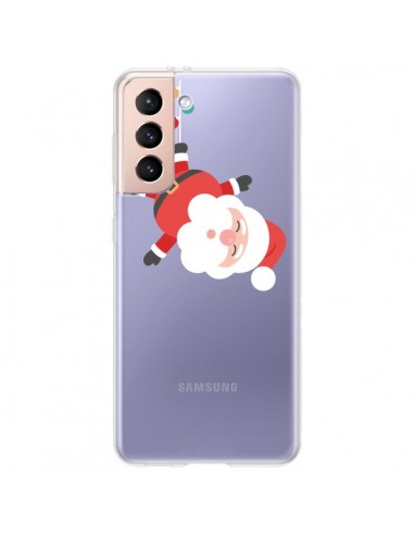Coque Samsung Galaxy S21 Plus 5G Père Noël et sa Guirlande transparente - Nico