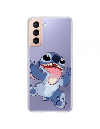 Coque Samsung Galaxy S21 Plus 5G Stitch de Lilo et Stitch Langue transparente