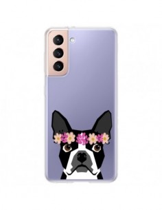 Coque Samsung Galaxy S21 Plus 5G Boston Terrier Fleurs...
