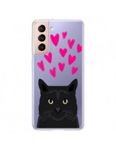 Coque Samsung Galaxy S21 Plus 5G Chat Noir Coeurs...