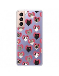 Coque Samsung Galaxy S21 Plus 5G Chats Coeurs...