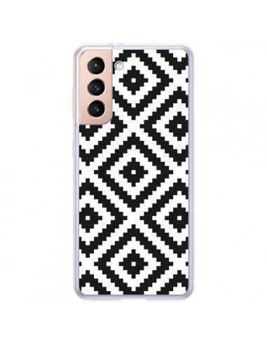 Coque Samsung Galaxy S21 Plus 5G Diamond Chevron Black and White - Pura Vida