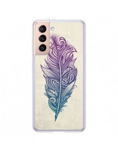 Coque Samsung Galaxy S21 Plus 5G Feather Plume Arc En...