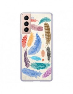 Coque Samsung Galaxy S21 Plus 5G Feather Plumes...