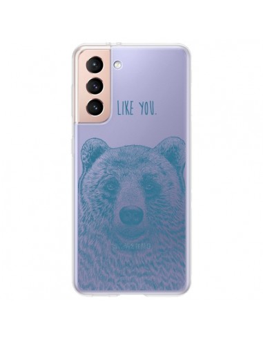 Coque Samsung Galaxy S21 Plus 5G I Love You Bear Ours Ourson Transparente - Rachel Caldwell