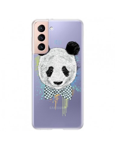 Coque Samsung Galaxy S21 Plus 5G Panda Noeud Papillon Transparente - Rachel Caldwell
