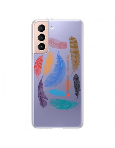 Coque Samsung Galaxy S21 Plus 5G Plume Feather Couleur Transparente - Rachel Caldwell