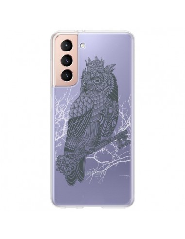 Coque Samsung Galaxy S21 Plus 5G Owl King Chouette Hibou Roi Transparente - Rachel Caldwell