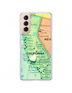 Coque Samsung Galaxy S21 Plus 5G Carte Map Californie - R...