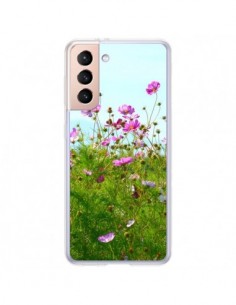 Coque Samsung Galaxy S21 Plus 5G Fleurs Roses Champ - R...