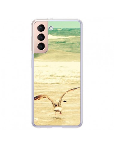 Coque Samsung Galaxy S21 Plus 5G Mouette Mer Ocean Sable Plage Paysage - R Delean