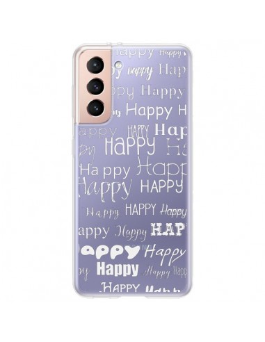 Coque Samsung Galaxy S21 Plus 5G Happy Happy Blanc Transparente - R Delean