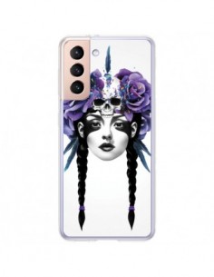 Coque Samsung Galaxy S21 Plus 5G Fille Fleurs Warrior -...