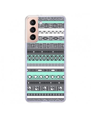 Coque Samsung Galaxy S21 Plus 5G Azteque Aztec Bleu Pastel - Rex Lambo