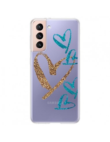 Coque Samsung Galaxy S21 Plus 5G Coeurs Heart Love Amour Transparente - Sylvia Cook