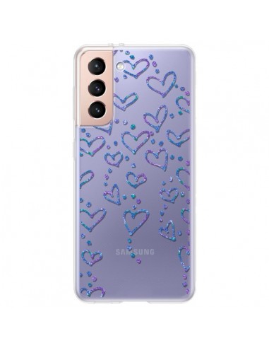 Coque Samsung Galaxy S21 Plus 5G Floating hearts coeurs flottants Transparente - Sylvia Cook