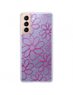 Coque Samsung Galaxy S21 Plus 5G Flower Garden Pink Fleur...