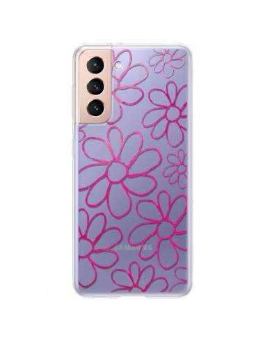 Coque Samsung Galaxy S21 Plus 5G Flower Garden Pink Fleur Transparente - Sylvia Cook