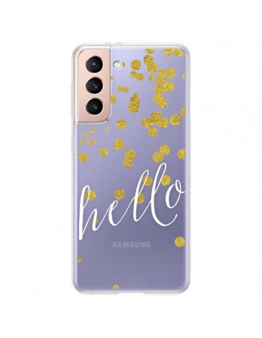 Coque Samsung Galaxy S21 Plus 5G Hello, Bonjour Transparente - Sylvia Cook